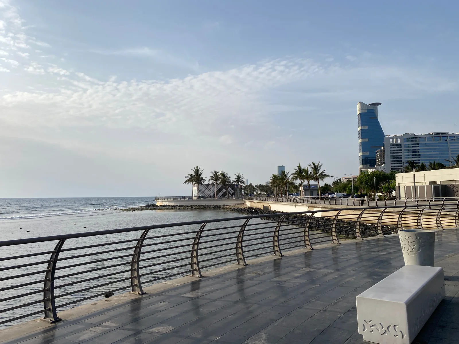 Historic mosque and Jeddah street scene